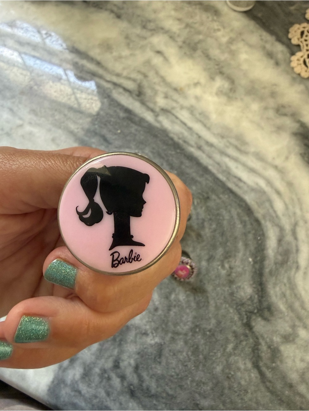 Tarina Tarantino Pink Barbie Silhouette Ring